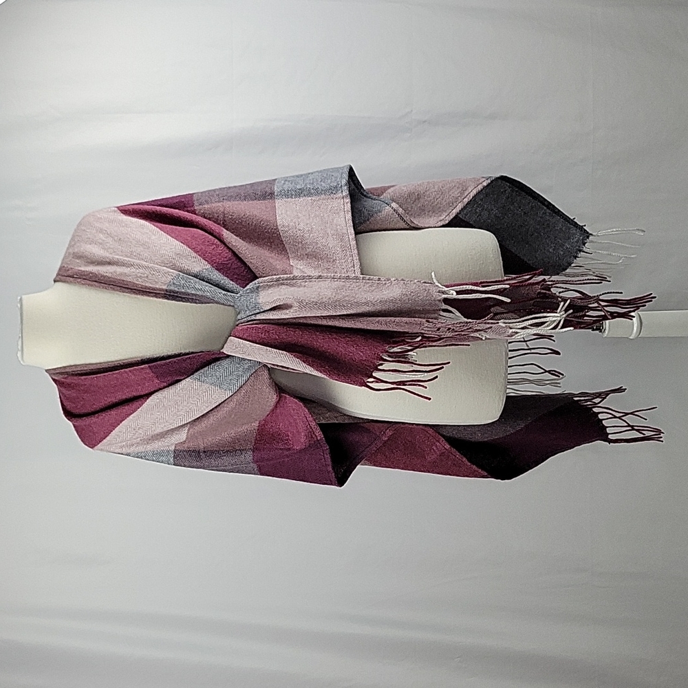 Woolrich Delphine Plum Plaid Open Wrap Poncho - image 4